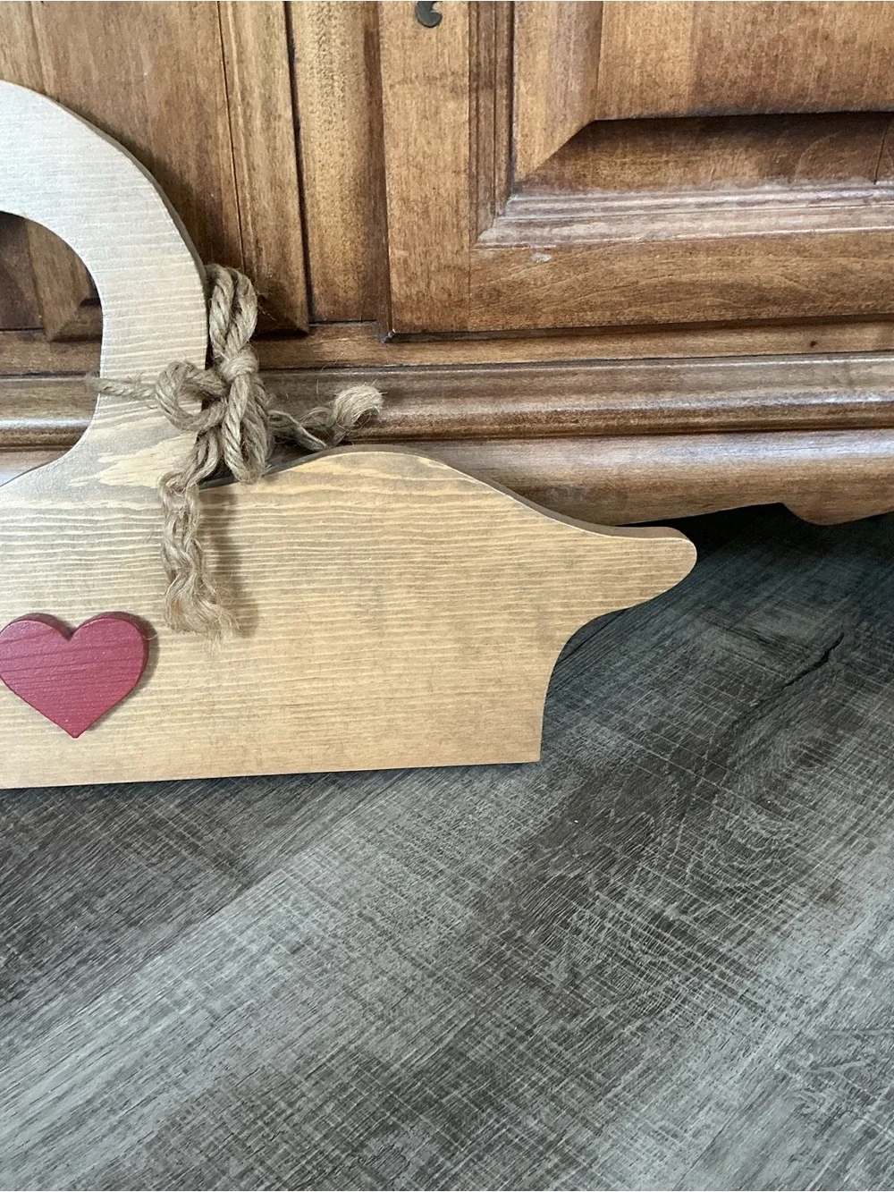 Vintage 1980s Wooden Goose Wall Plaque Shelf Sitter Rustic Country Folk Art